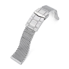 Solid End Massy Mesh Band Stainless Steel Watch Bracelet, SUB Diver Clasp, Brushed