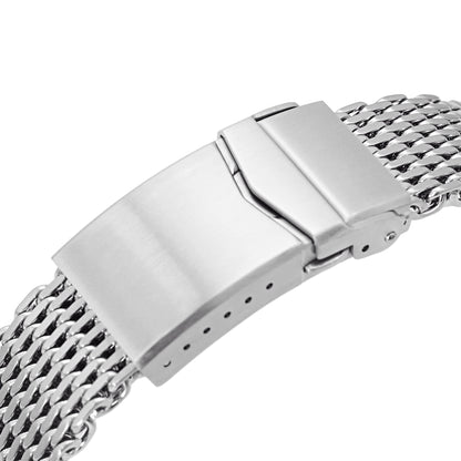 20mm Tapered "SHARK" Mesh Band Watch Bracelet Brushed | Strapcode