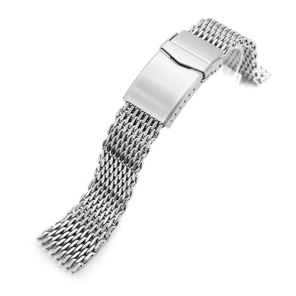 22mm Tapered "SHARK" Mesh Band Watch Bracelet Polished | Strapcode