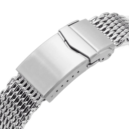 20mm Tapered "SHARK" Mesh Band Watch Bracelet Polished | Strapcode