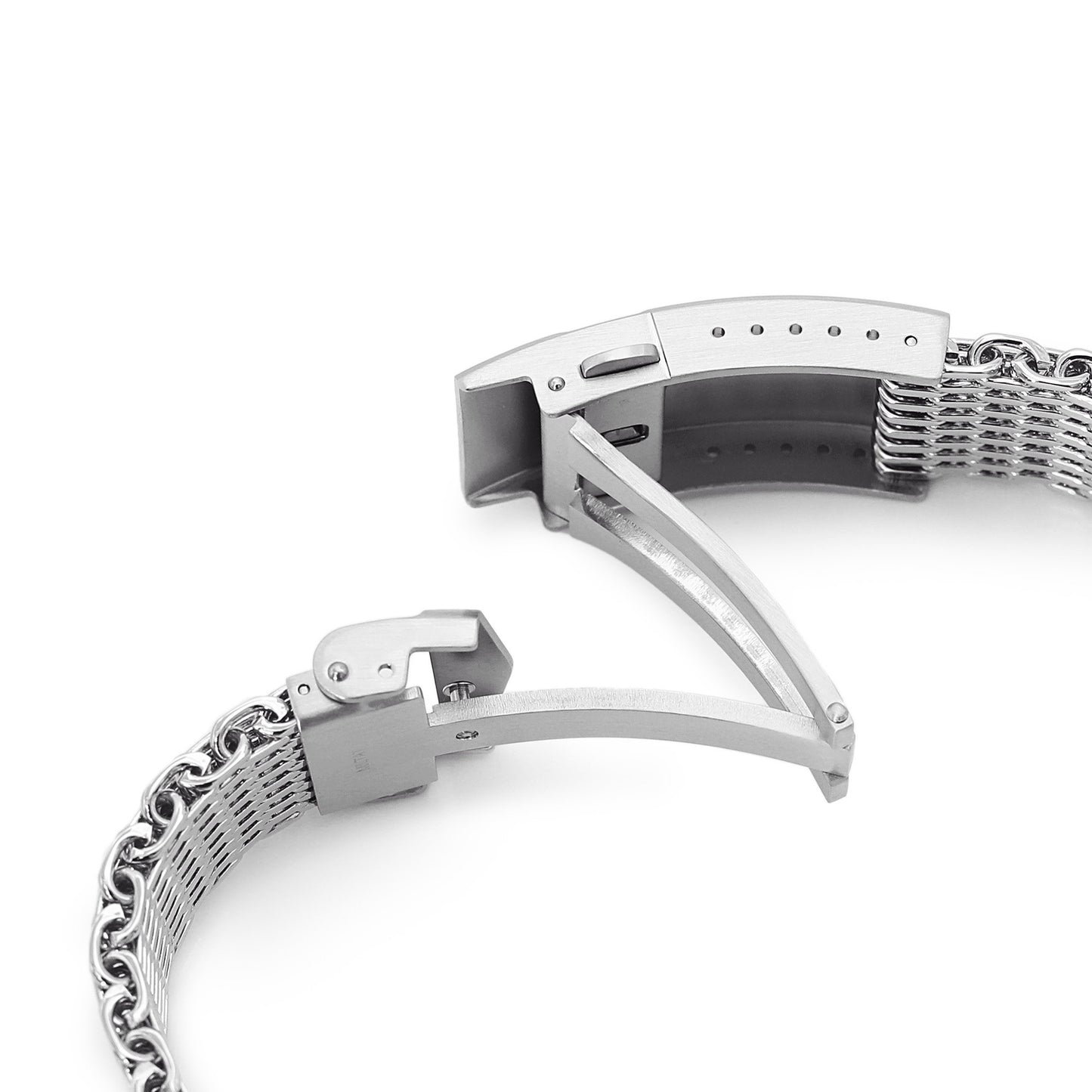 20mm Tapered "SHARK" Mesh Band Watch Bracelet Polished | Strapcode