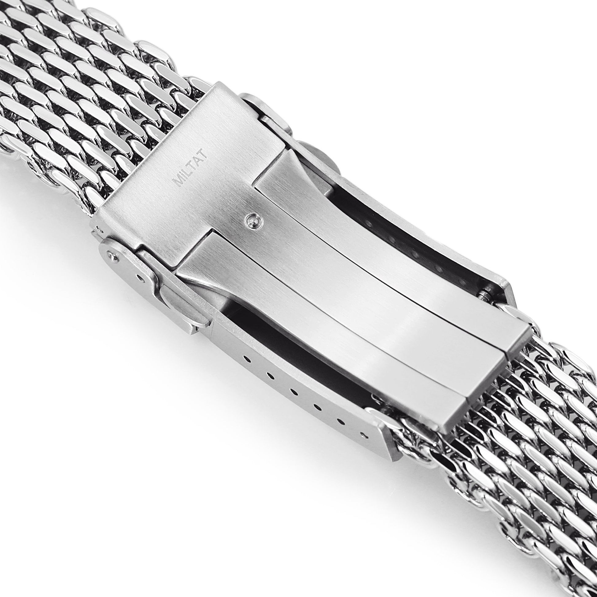 20mm Tapered "SHARK" Mesh Band Watch Bracelet Polished | Strapcode