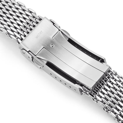 22mm Tapered "SHARK" Mesh Band Watch Bracelet Polished | Strapcode