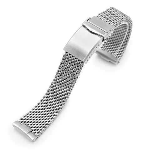 Massy Mesh Watch Band compatible with Seiko new Turtles SRP777, V-Clasp, Brushed