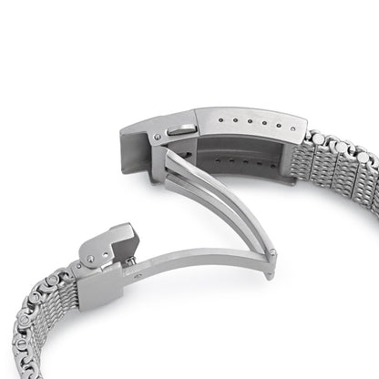 Curved End Massy Mesh Watch Band for TUD BB 79230 V-Clasp Brushed 