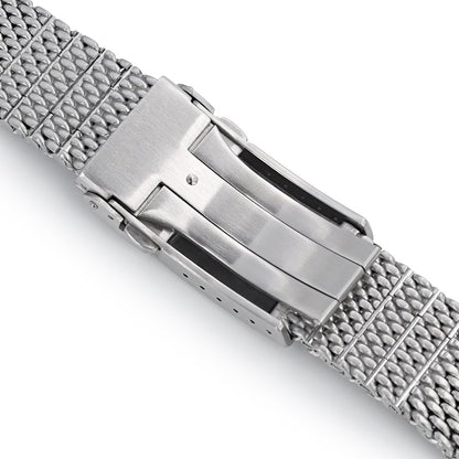 Curved End Massy Mesh Watch Band for TUD BB 79230 V-Clasp Brushed 