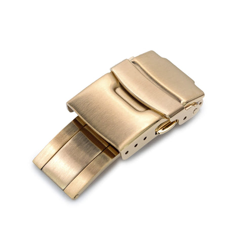 18mm Stainless Steel Diver Clasp, Brushed IP Gold