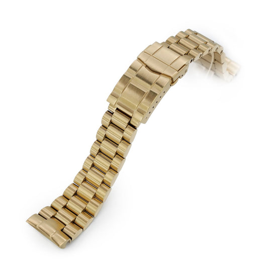 22mm Endmill 316L Stainless Steel Watch Bracelet for Seiko New Turtles SRP777, SUB Clasp full IP Gold