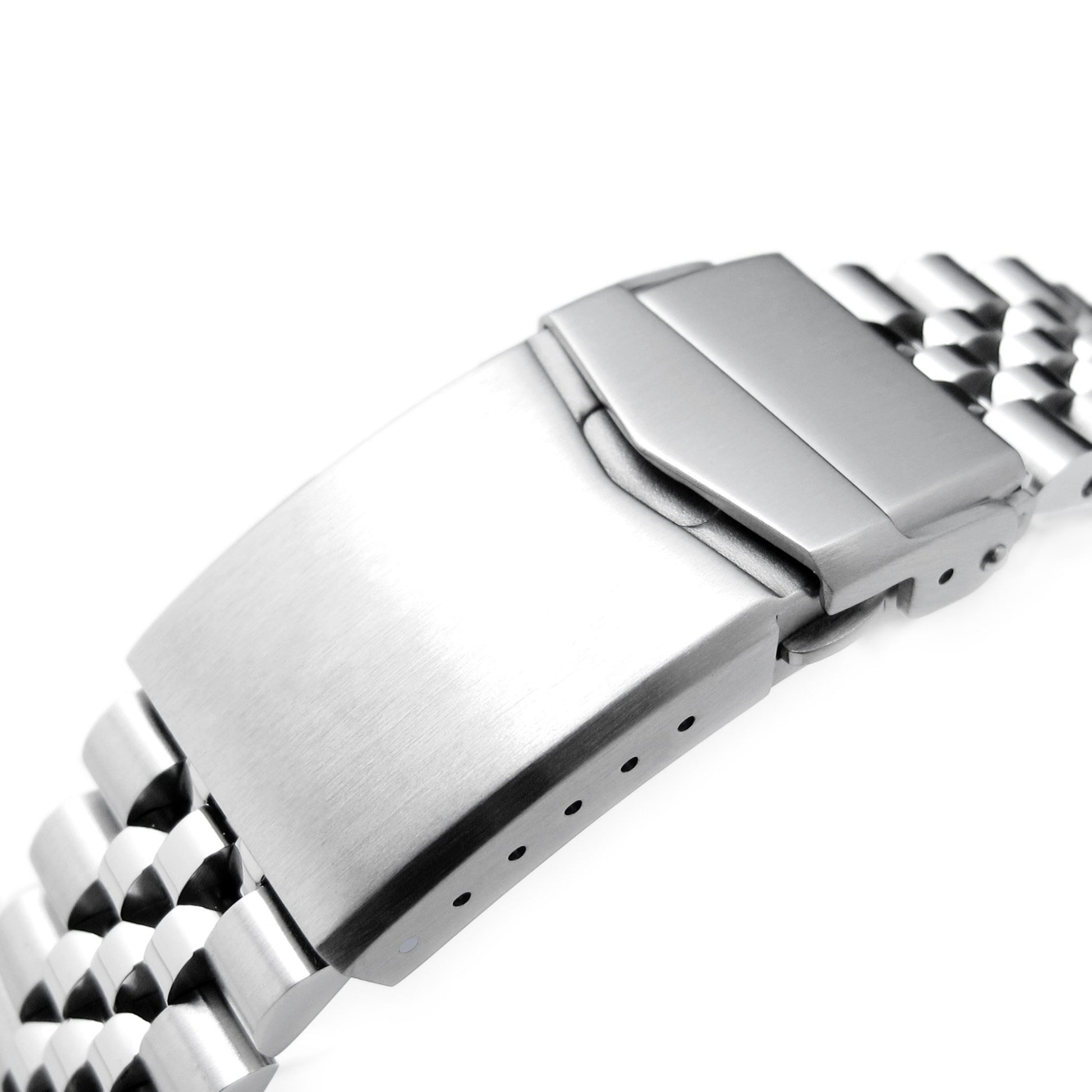 22mm Super-J Louis 316L Stainless Steel Watch Band for Seiko 5, Brushed V-Clasp