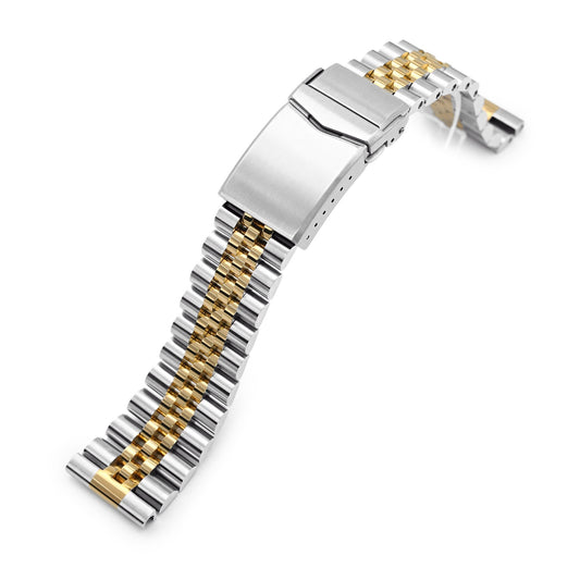 22mm Super-J Louis 316L Stainless Steel Watch Band Straight End, Two Tone IP Gold V-Clasp