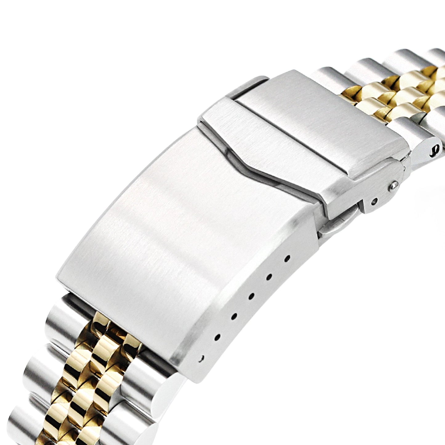 22mm Super-J Louis 316L Stainless Steel Watch Band Straight End, Two Tone IP Gold V-Clasp