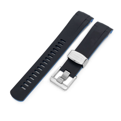 Curved End Rubber Strap for TUD BB M79230, Dual Color Curved Black & Blue