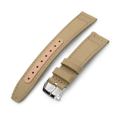 Q.R. 20mm Khaki Sailcloth Watch Band with leather lining