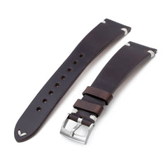 MiLTAT Q.R. Brown Horween Leather Watch Band, Beige St.