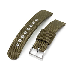 22mm Military Green Premium Nylon Weaved Quick Release Watch Band with Eyelet