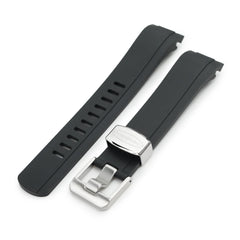 22mm Crafter Blue - CB10-F Black FKM Rubber Curved Lug Watch Band for Seiko 5 Sports 42.5mm SRPD models