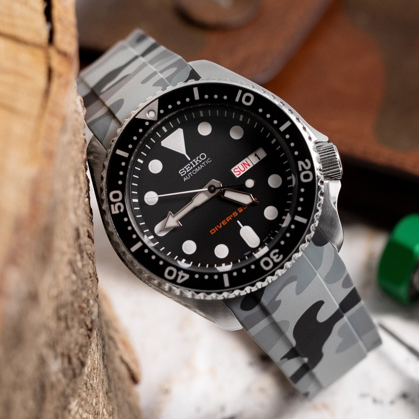 CB10 Navy Camouflage Curved End Rubber for Seiko SKX007