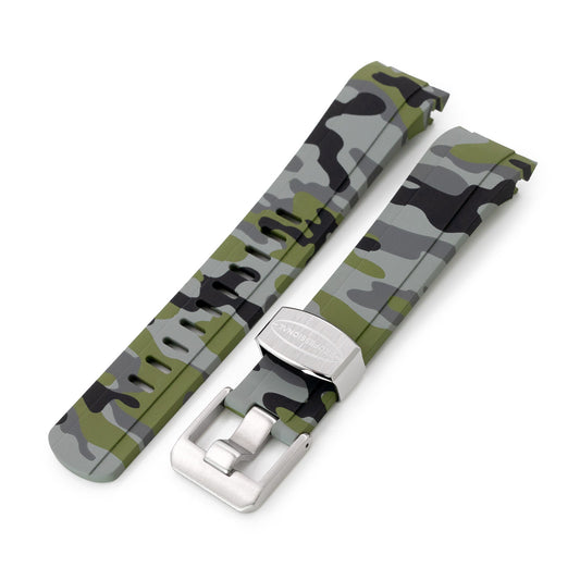 CB10 Green Camouflage Curved End Rubber for Seiko SKX007