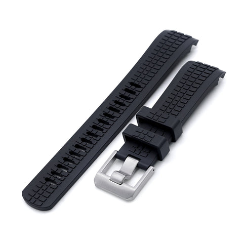 CB11 Black Curved End Rubber Strap compatible with Seiko SKX007