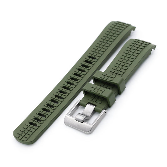 22mm Crafter Blue - CB11 Green Rubber Curved Lug Watch Strap compatible with Seiko SKX007