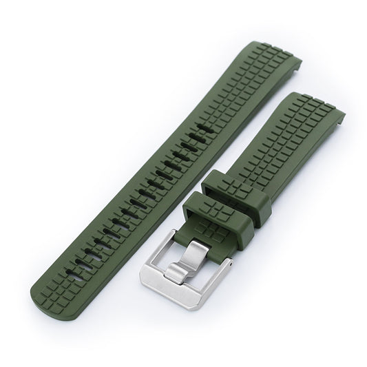22mm Crafter Blue - CB12 Green Rubber Curved Lug Watch Strap compatible with Seiko new Turtles SRP777