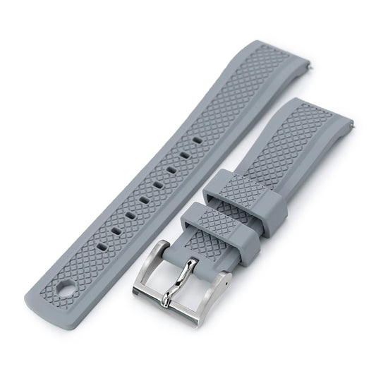 Crisscross Grey FKM Quick Release Rubber Strap, 20mm or 22mm