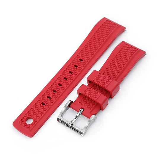 Crisscross Red FKM Quick Release Rubber Strap, 20mm or 22mm