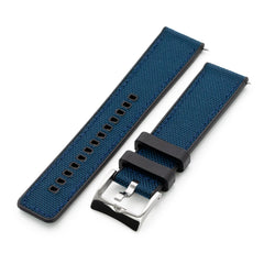 Navy Blue Quick Release Sailcloth FKM Rubber Sports Watch Strap, 20mm or 22mm