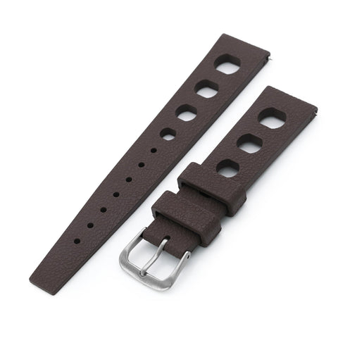 20mm Brown Large Holes Rally FKM Quick Release Rubber watch band
