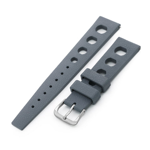 20mm Grey Large Holes Rally FKM Quick Release Rubber watch band