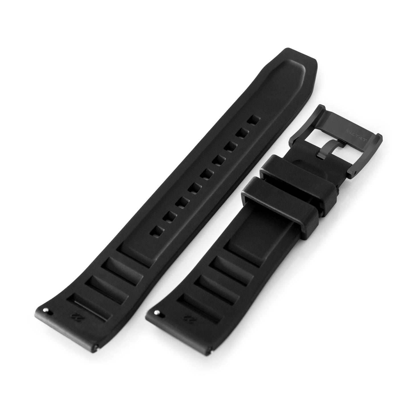 Quick Release Black RM Vented FKM rubber watch strap, DLC