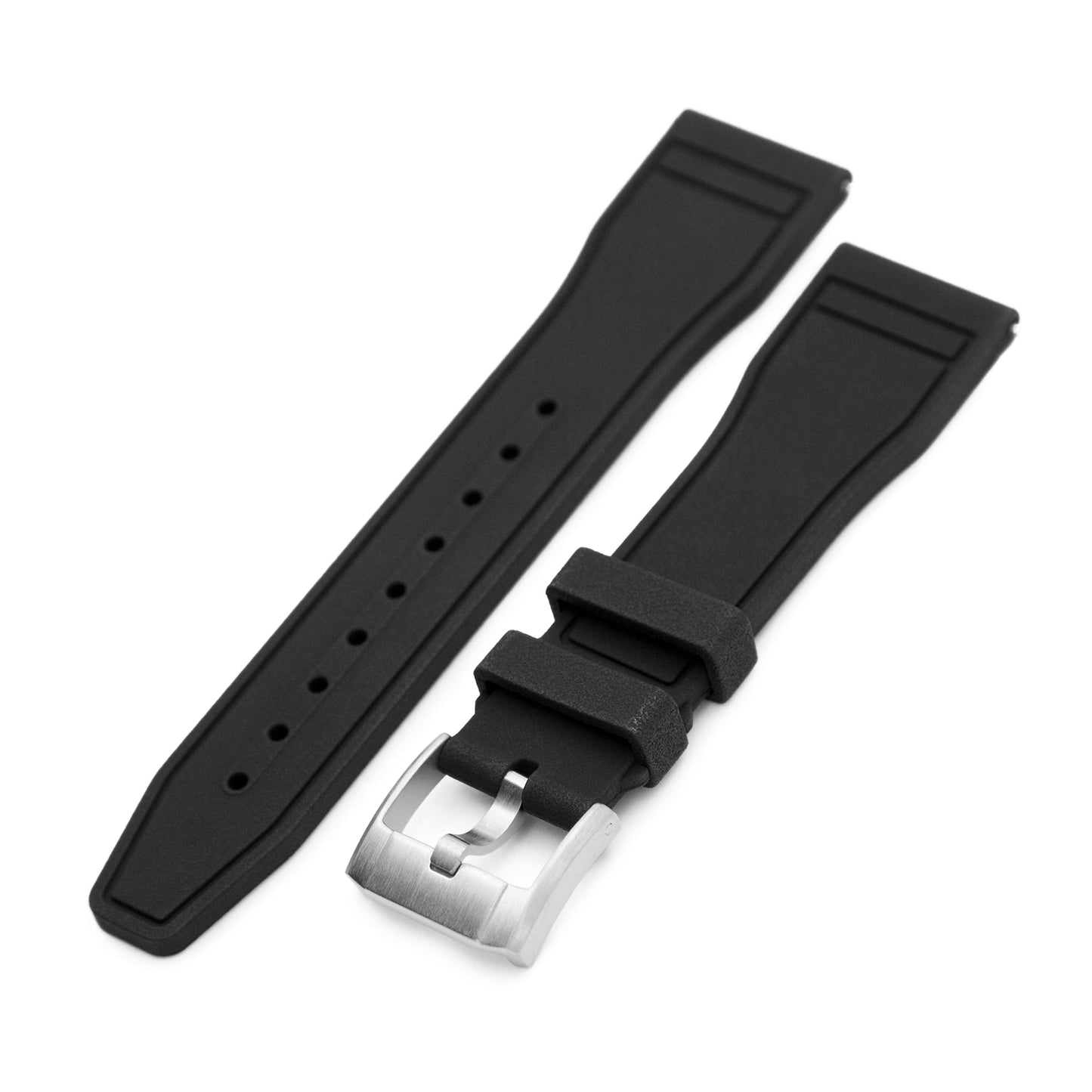 Quick Release Black Pilot FKM rubber watch strap, 20mm or 22mm