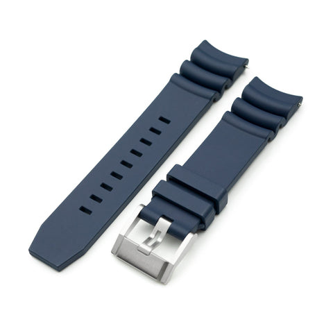 Firewave Resilient Curved End FKM rubber Watch Strap, Navy Blue
