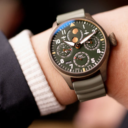 IWC Big Pilot's Watch Perpetual Calendar Spitfire IW503601; IWC Big Pilot watch 5002 46mm 7 Day Power Reserve