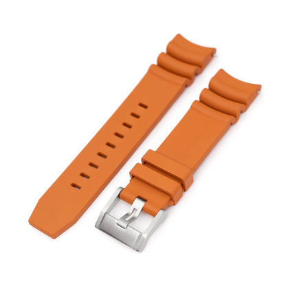 Q.R. Firewave Resilient Cuved End FKM rubber Watch Strap, Burnt Orange