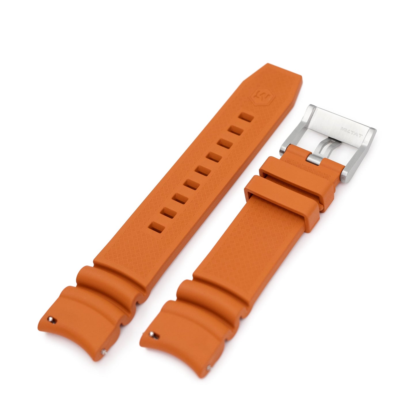 Q.R. Firewave Resilient Cuved End FKM rubber Watch Strap, Burnt Orange