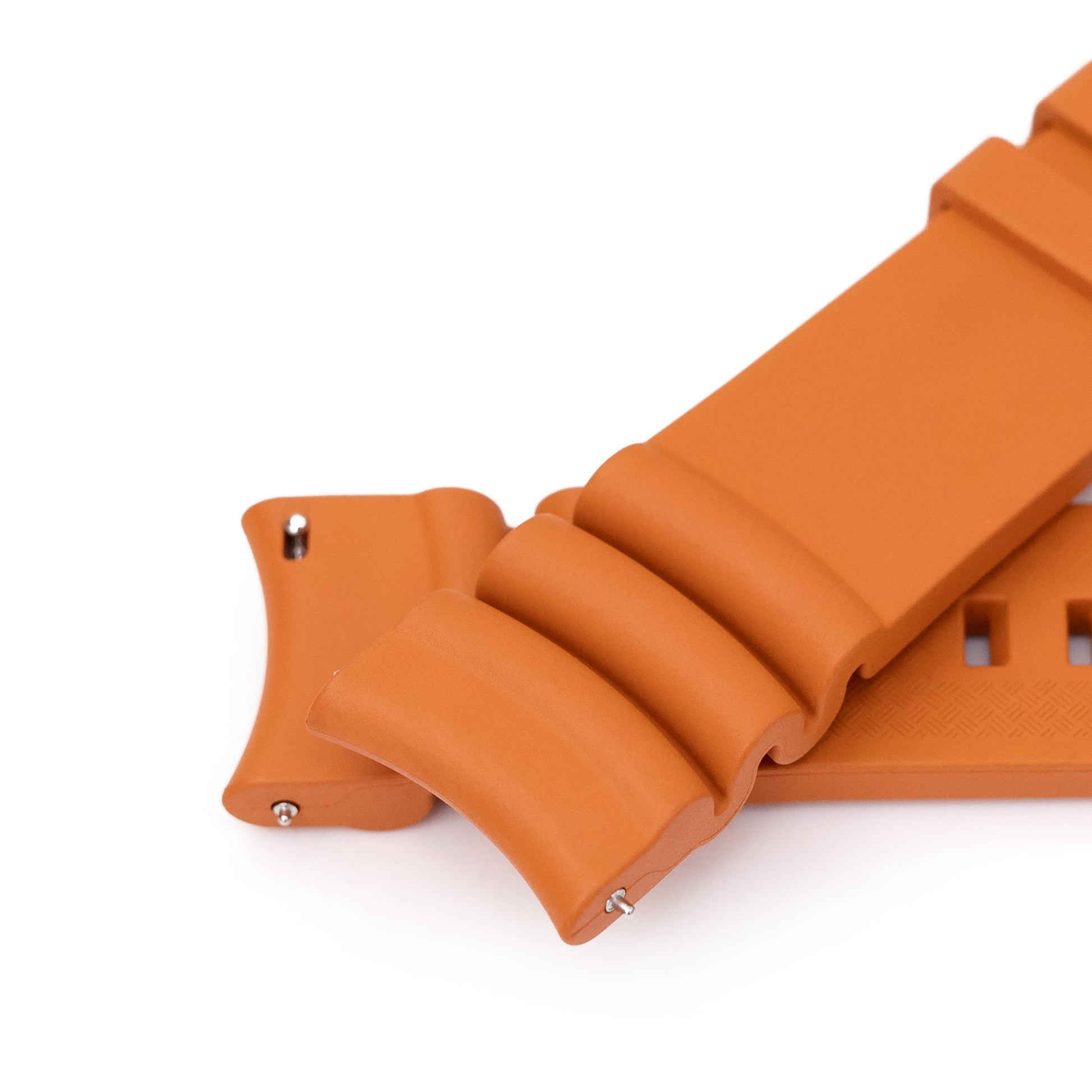 Q.R. Firewave Resilient Cuved End FKM rubber Watch Strap, Burnt Orange