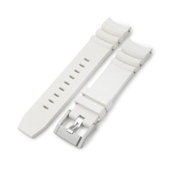 Q.R. Firewave Resilient Curved End FKM rubber Watch Strap, White 22mm