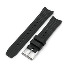 20mm Chaffle Resilient Curved End FKM Rubber watch strap, Black 