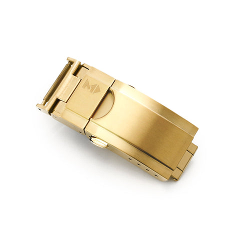 Cuboid Clasp Tri-Fold IP Gold Watch Band Buckle