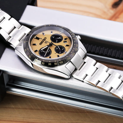 Seiko Speedtimer Panda chronograph SSC817 Gold Dial Seitona 