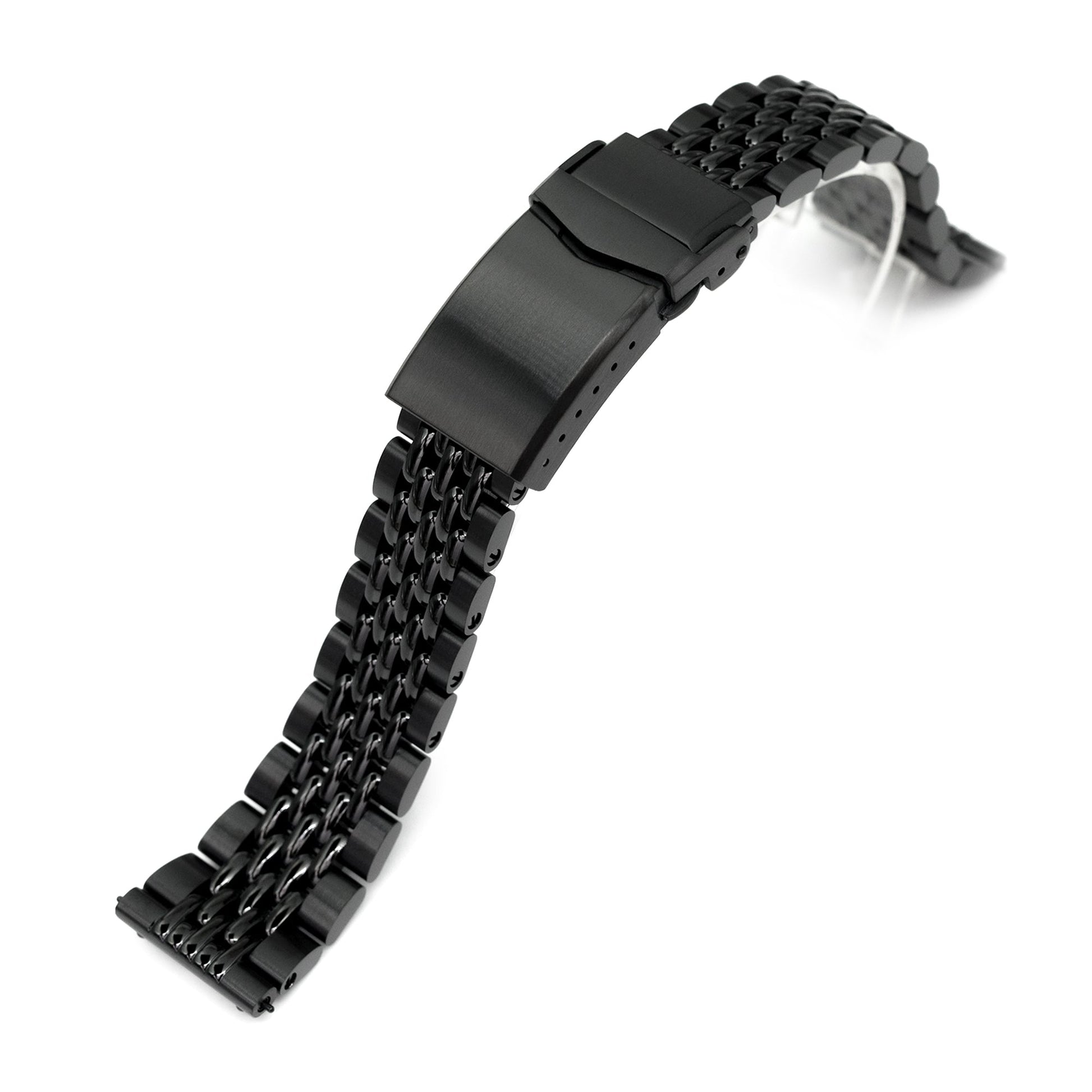 20mm Goma BOR QR Watch Band Straight End, 316L Stainless Steel Diamond-like Carbon (DLC coating) V-Clasp