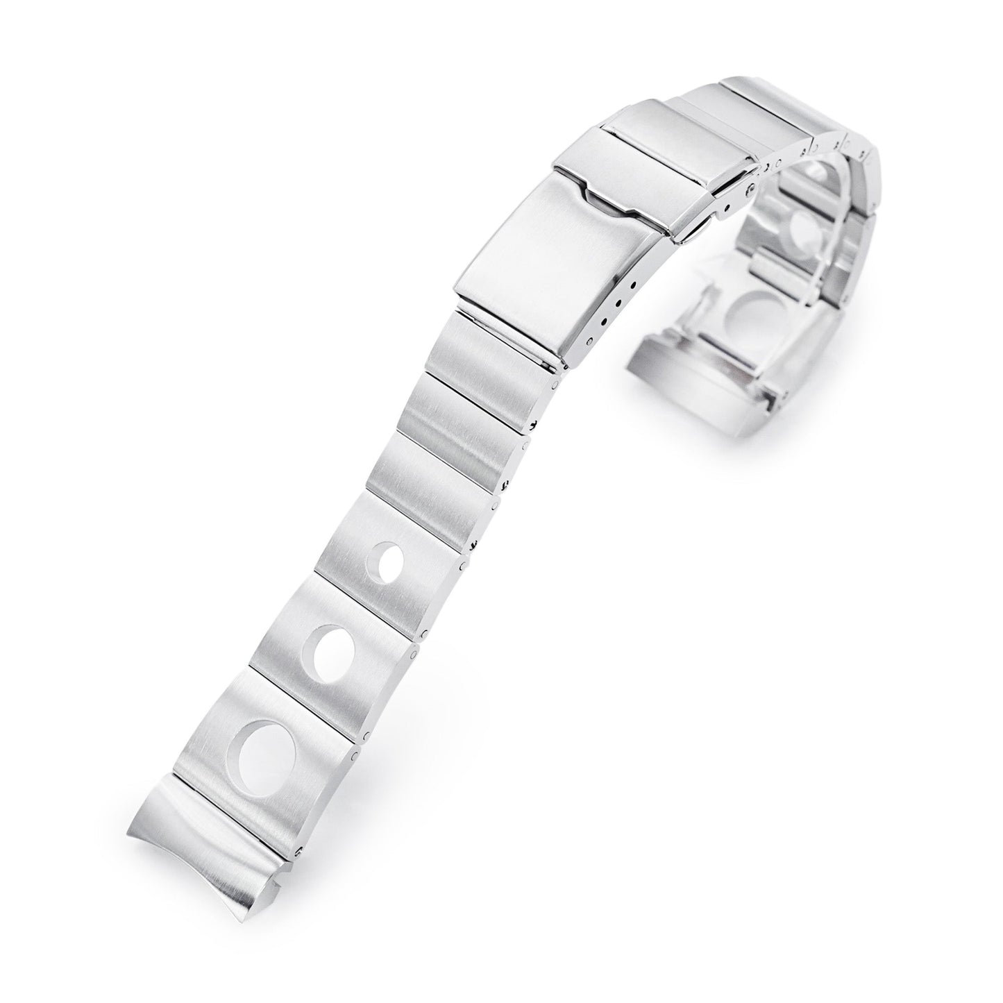 20mm Rollball version II Watch Band for Seiko Alpinist SARB017, 316L Stainless Steel Brushed Baton Diver Clasp