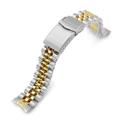 20mm Angus-J Louis Watch Band for Seiko SARB035, 316L Stainless Steel Two Tone IP Gold V-Clasp
