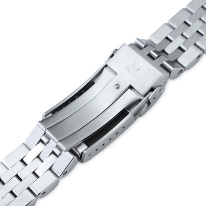 22mm Angus-J Louis Watch Band for Seiko GMT SSK001, 316L Stainless Steel Brushed V-Clasp