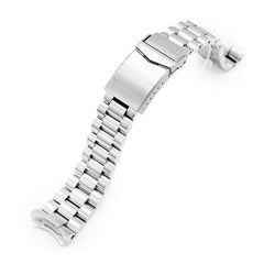 22mm Endmill Watch Band for Seiko GMT SSK001, 316L Stainless Steel Brushed V-Clasp