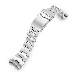 22mm Super-O Boyer Watch Band for Seiko GMT SSK001, 316L Stainless Steel Brushed V-Clasp