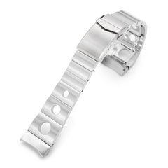 22mm Rollball Watch Band for Seiko King Samurai SRPE33, 316L Stainless Steel Brushed V-Clasp