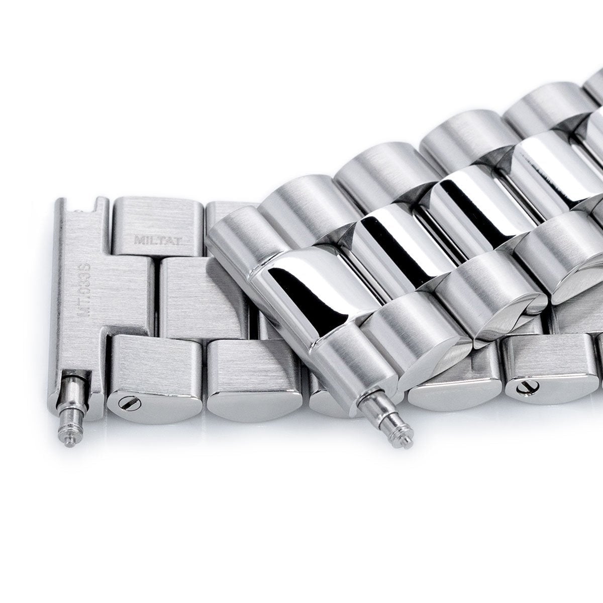 22mm Endmill Watch Band Straight End, 316L Stainless Steel Brushed and Polished V-Clasp