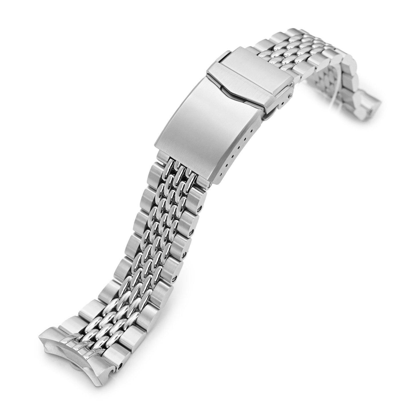 22mm Goma BOR Watch Band for Seiko GMT SSK001, 316L Stainless Steel Brushed and Polished V-Clasp